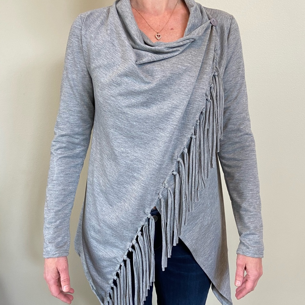 Grey fringe sweater